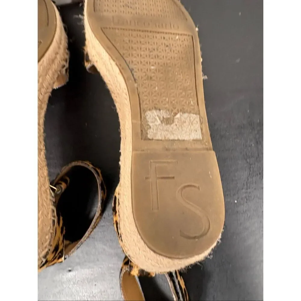 Franco Sarto Carlotta Espadrille Leopold Print Wedge Sandals Womens Size
